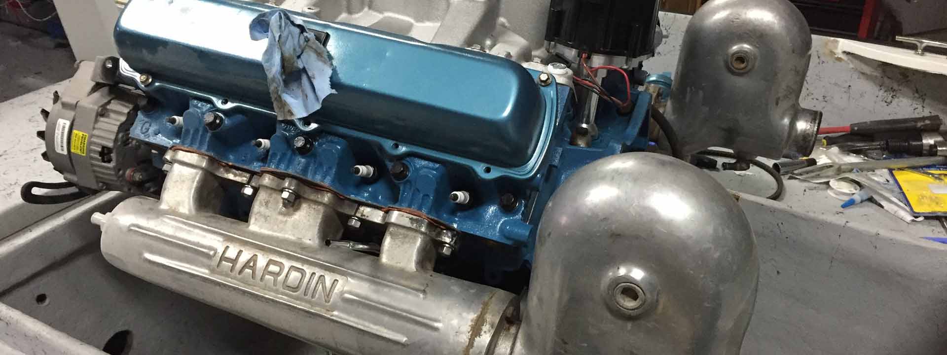 Marine engine with polished manifolds and heat exchanger